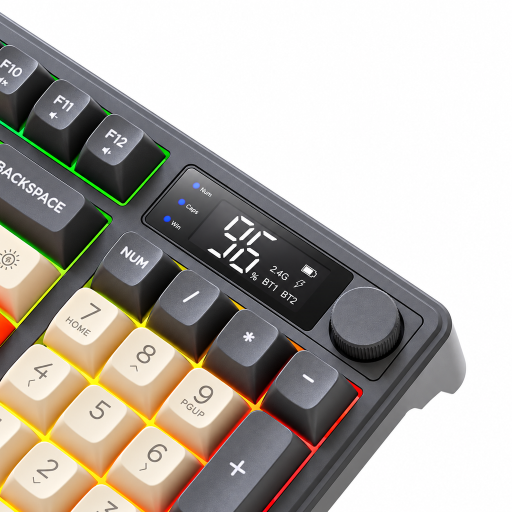 Wireless Mechanical Gaming Keyboard With Display Screen And PBT Keycaps