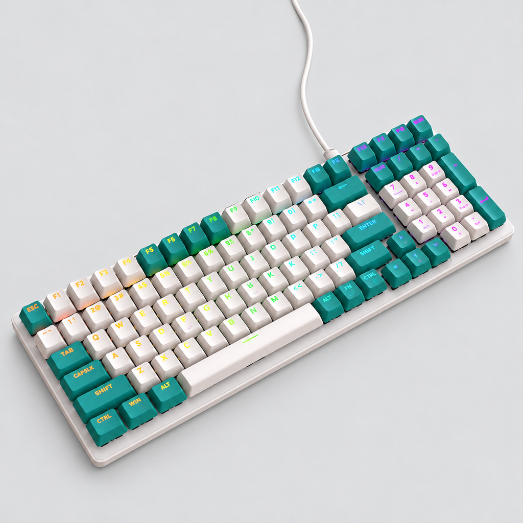 100 Keys Wired Mechanical Gaming Keyboard With Rgb Backlight And Macro Recording