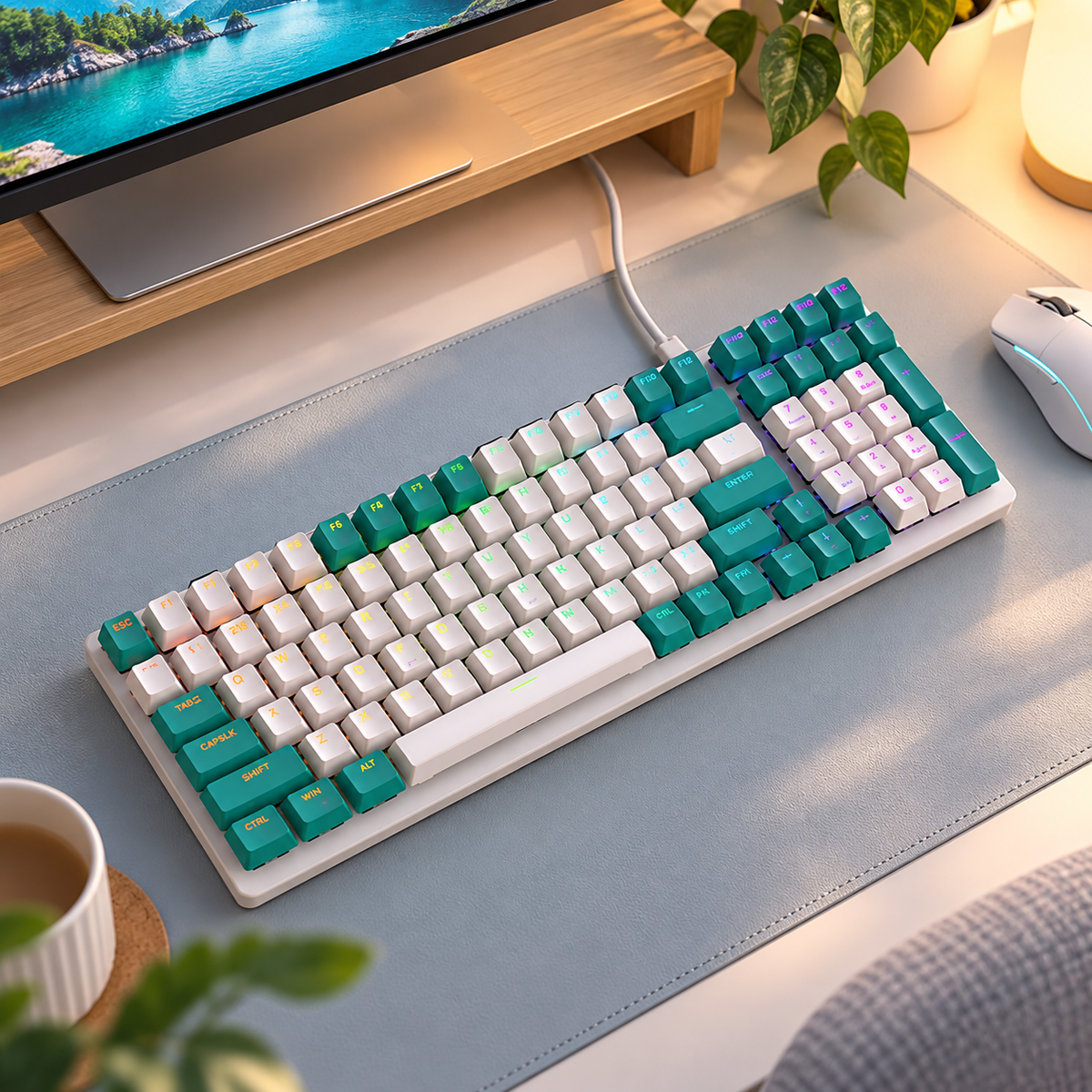 100 Keys Wired Mechanical Gaming Keyboard With Rgb Backlight And Macro Recording