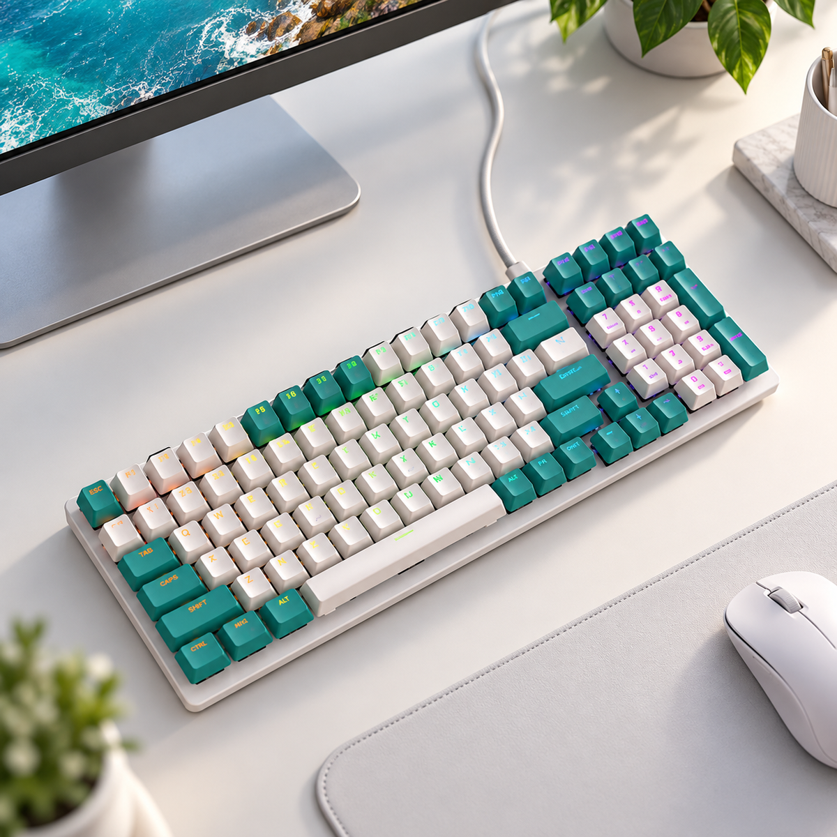 100 Keys Wired Mechanical Gaming Keyboard With Rgb Backlight And Macro Recording